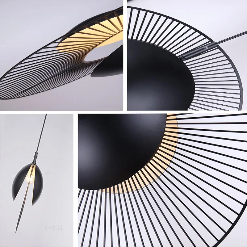 Modern minimalist LED Pendant lights Black Metal Restaurant Lamp Loft Bedroom Hanging lamp Fixtures E14 Bulb Cable Adjustable |