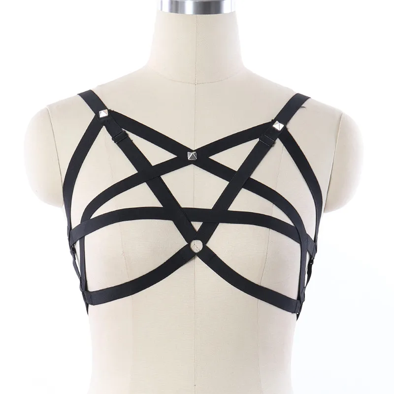 Женский бюстгальтер в виде пентаграммы с заклепками сексуальный женский ремень