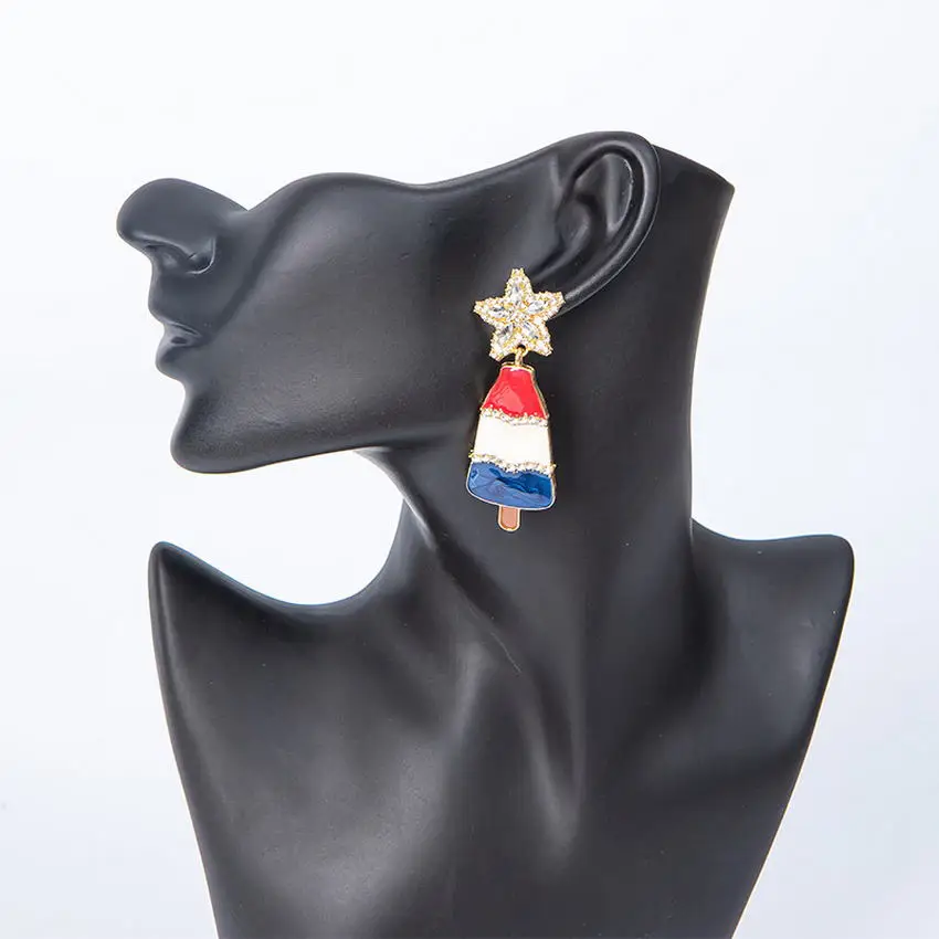 Красные белые синие эмалевые серьги в виде звезд Рождественская елка для женщин