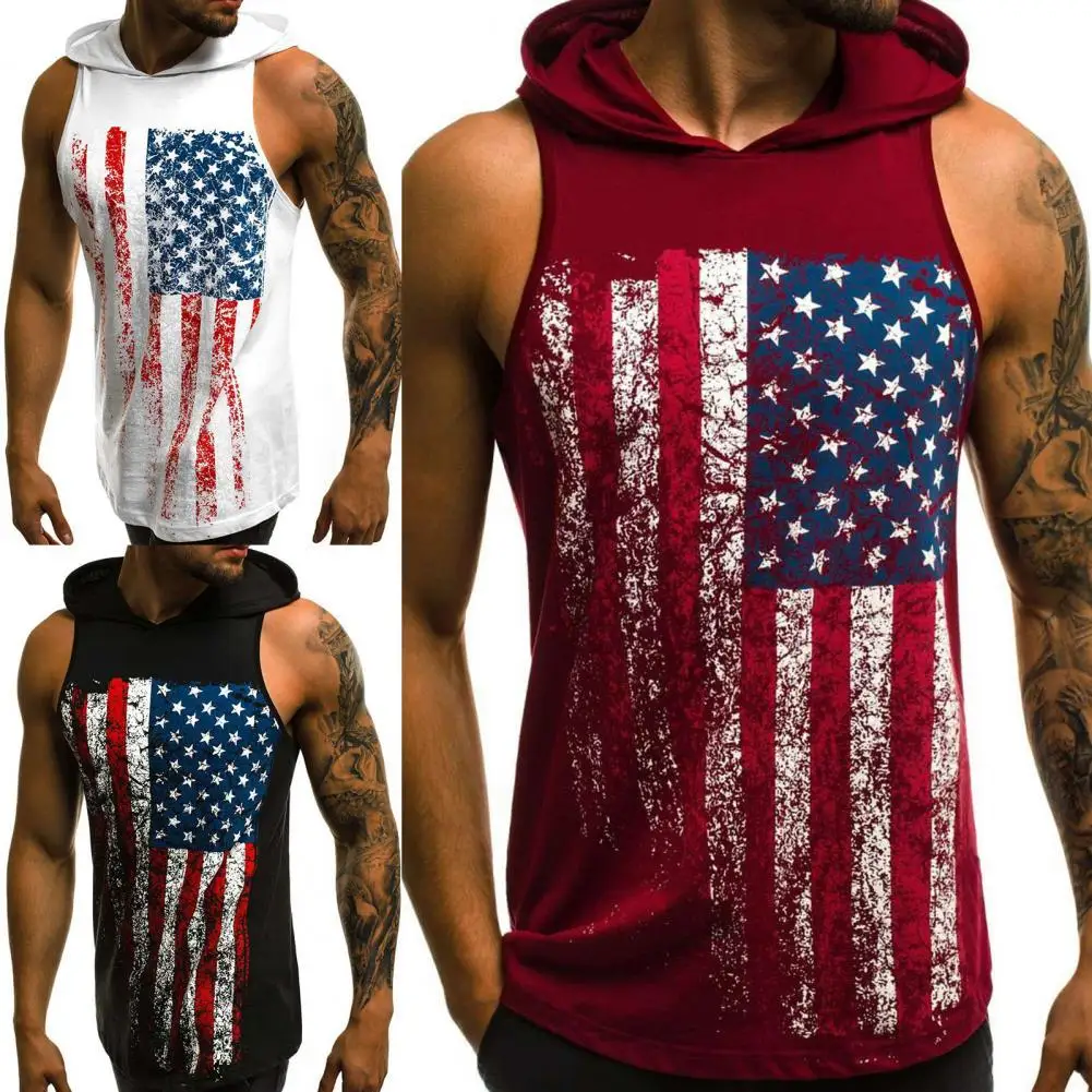 

Hooded Vest Printing Sleeveless Nylon Breathable Summer Fitness Top for Summer
