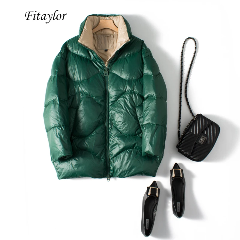 Fitaylor зимний ультра светильник пуховик на белом утином пуху женский теплый