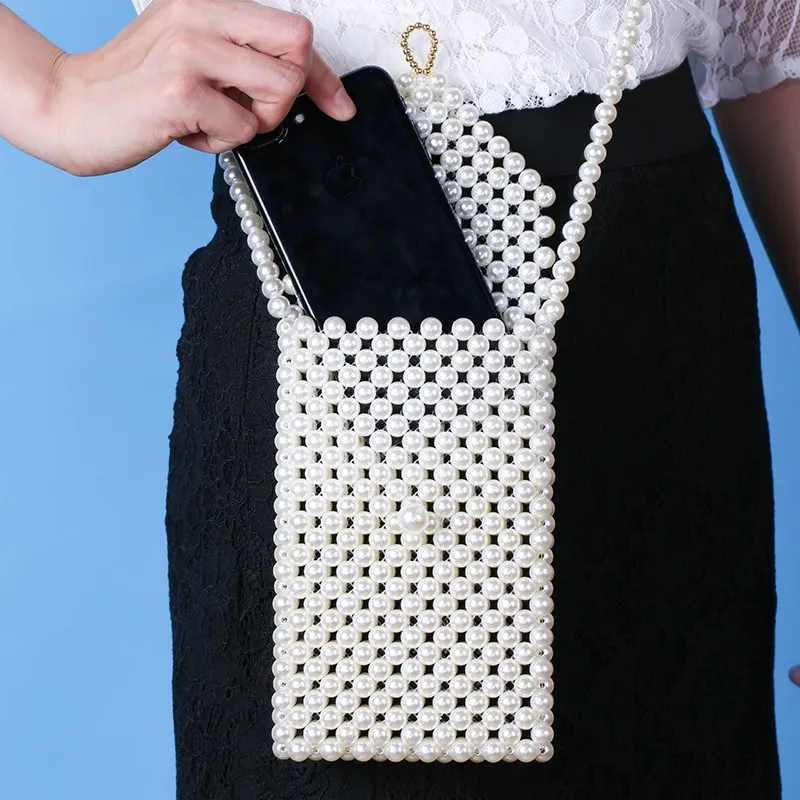 Хит продаж вечерние винтажные сумки с имитацией жемчуга ручная тканая сумка