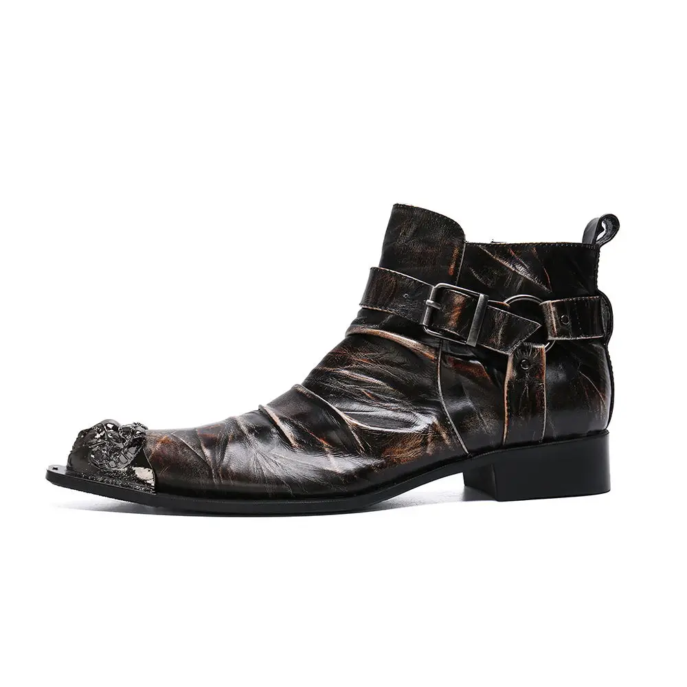 Ботинки Beertola мужские с ремешком на щиколотке натуральная кожа металлический