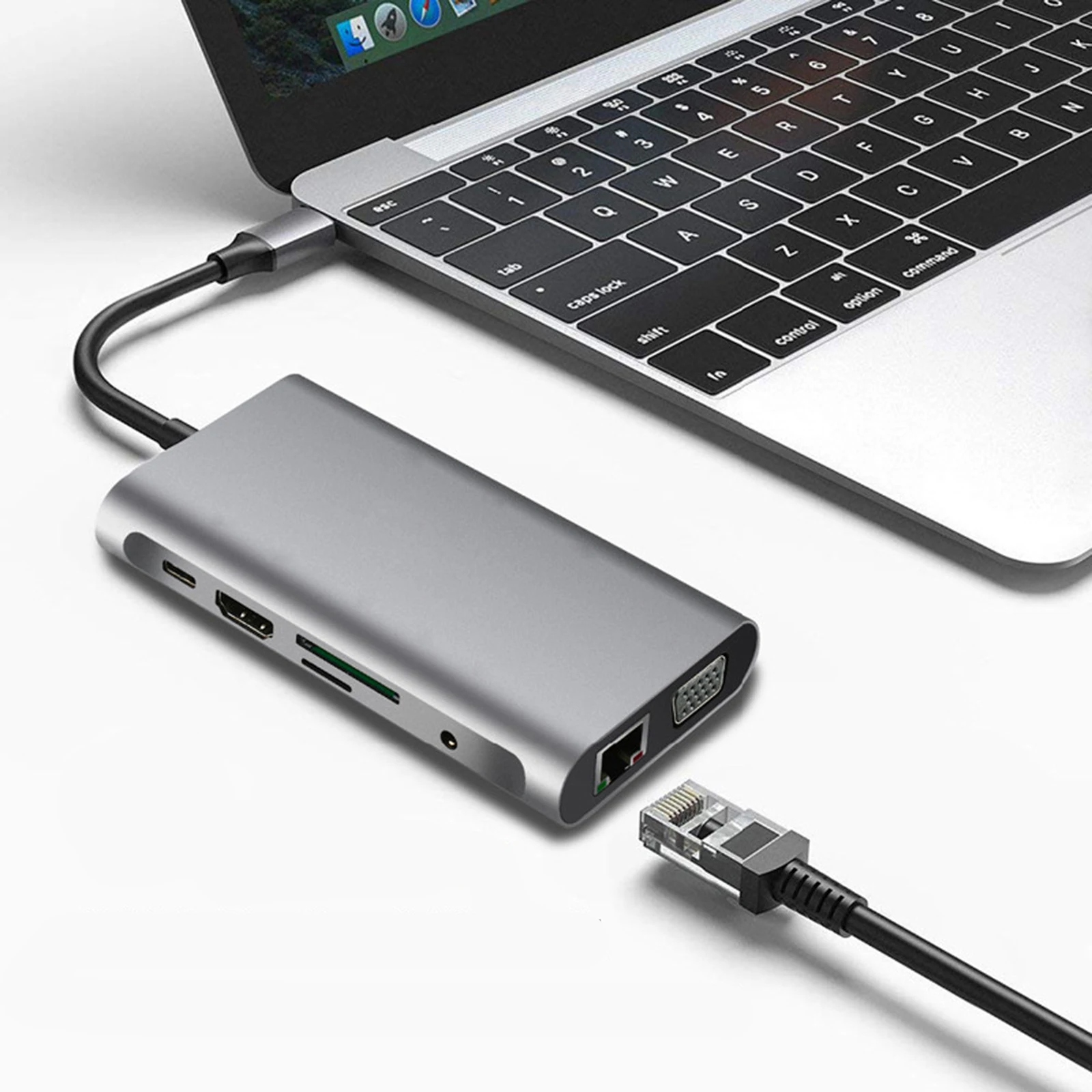 

USB HUB C HUB HDMI Adapter 10 In 1 USB C To USB 3.0 Dock For USB-C Type C 3.1 Splitter USB C HUB Audio(3.5mm) + VGA(1080P)