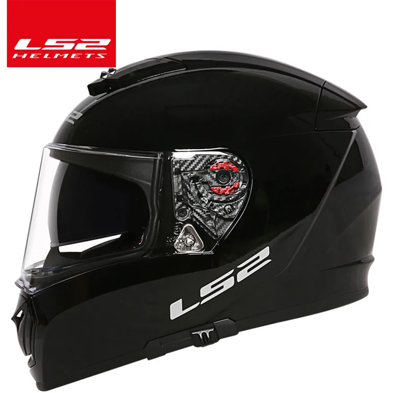 LS2 выключатель moto rcycle шлем moto LS2 FF390 хром полный лицо двойной объектив модульные Шлемы casco с бесплатной Pinlock - Цвет: gloss black