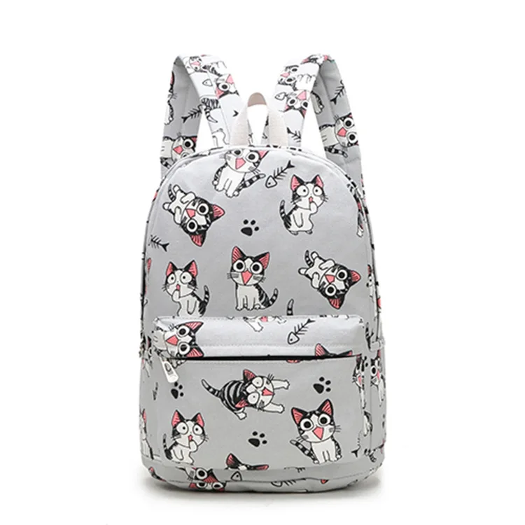 Cartoon Cat Yellow Gudetama Lazy Egg Student Shoulder Bags Action Figure Printed Canvas Kids Fashion School Backpack gifts New