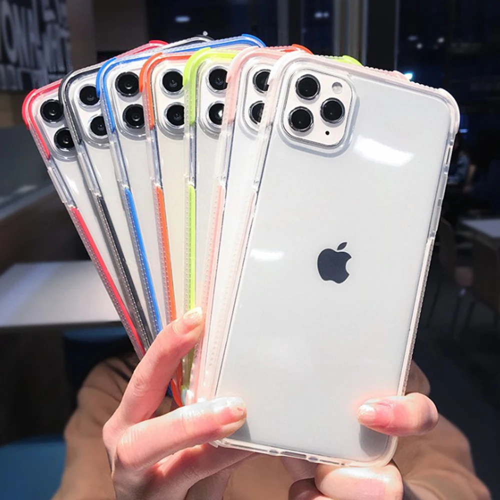 Прозрачный двухцветный чехол для телефона Apple iphone 11 Pro XS Max XR 8 7 6 цветной
