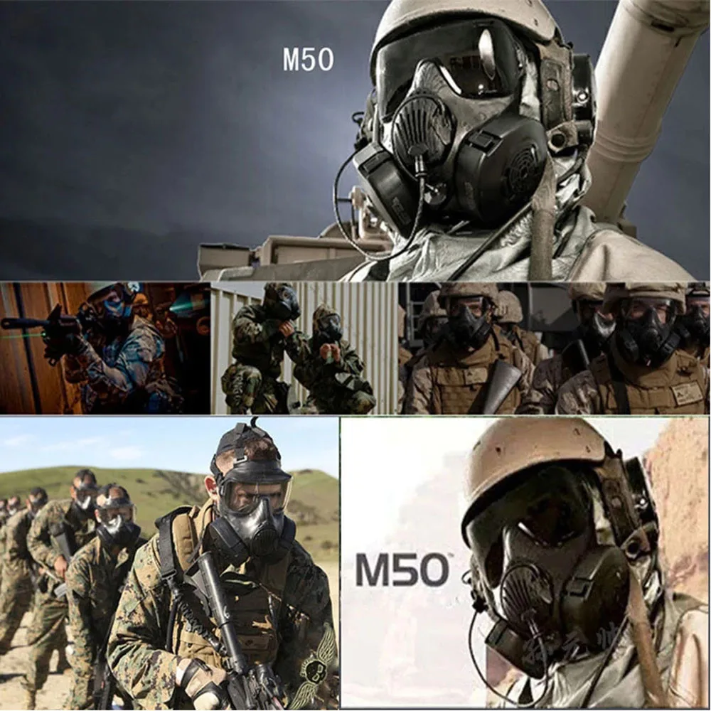 

Tactical Gas Mask Double Fan Full Face Protection Breathing Mask For Hunting Military Airsoft Shooting CS Game Equipment