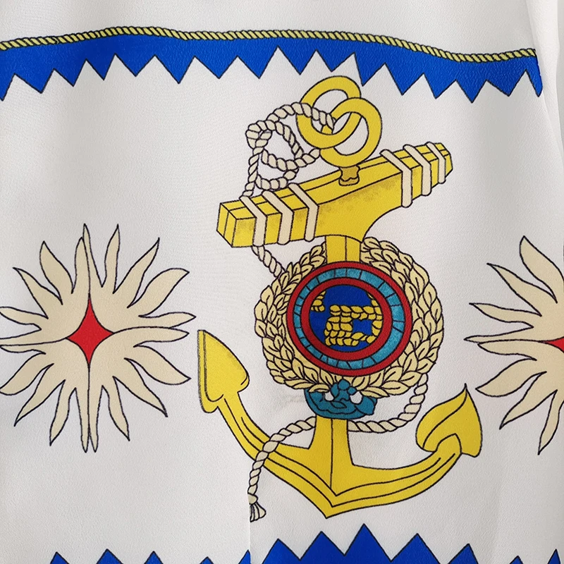 Summer Women 2 Casula Pieces Sets 2021 Designer Beading Diamonds Chian Print Blue Shirt + Black Shorts Holidat Set