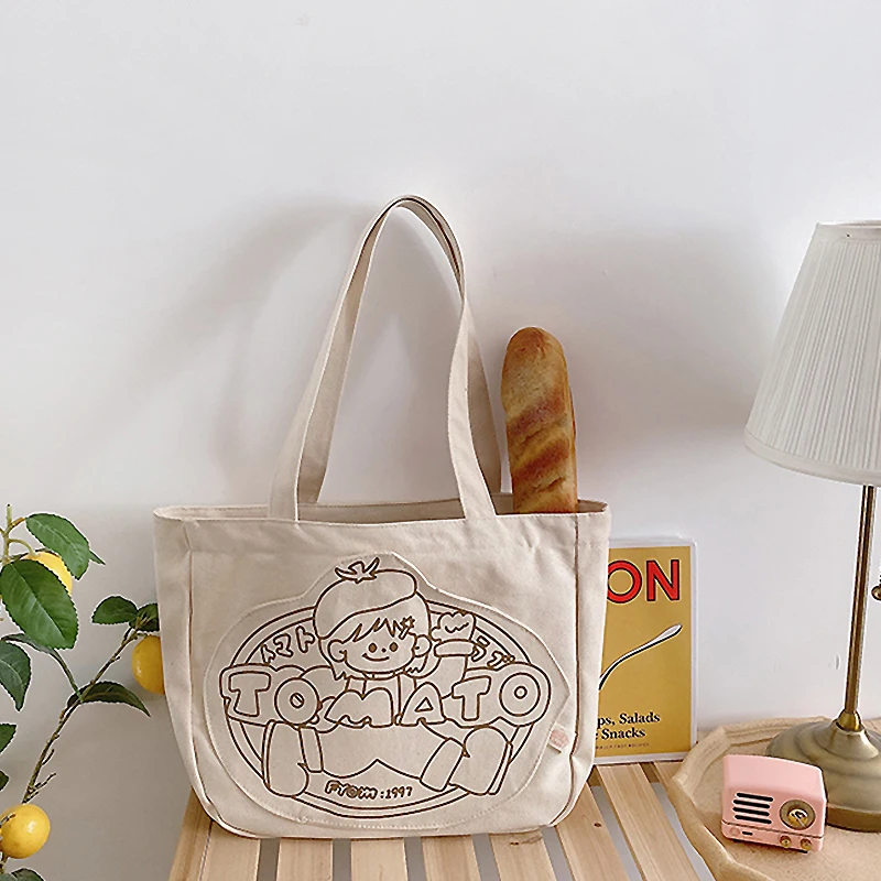 

Fun Printed Girls Tote Bag Canvas Women's Shoulder Bag 2021 Trend Ladies Handbag Large Capacity Shopping Bag Fashion Big Purses