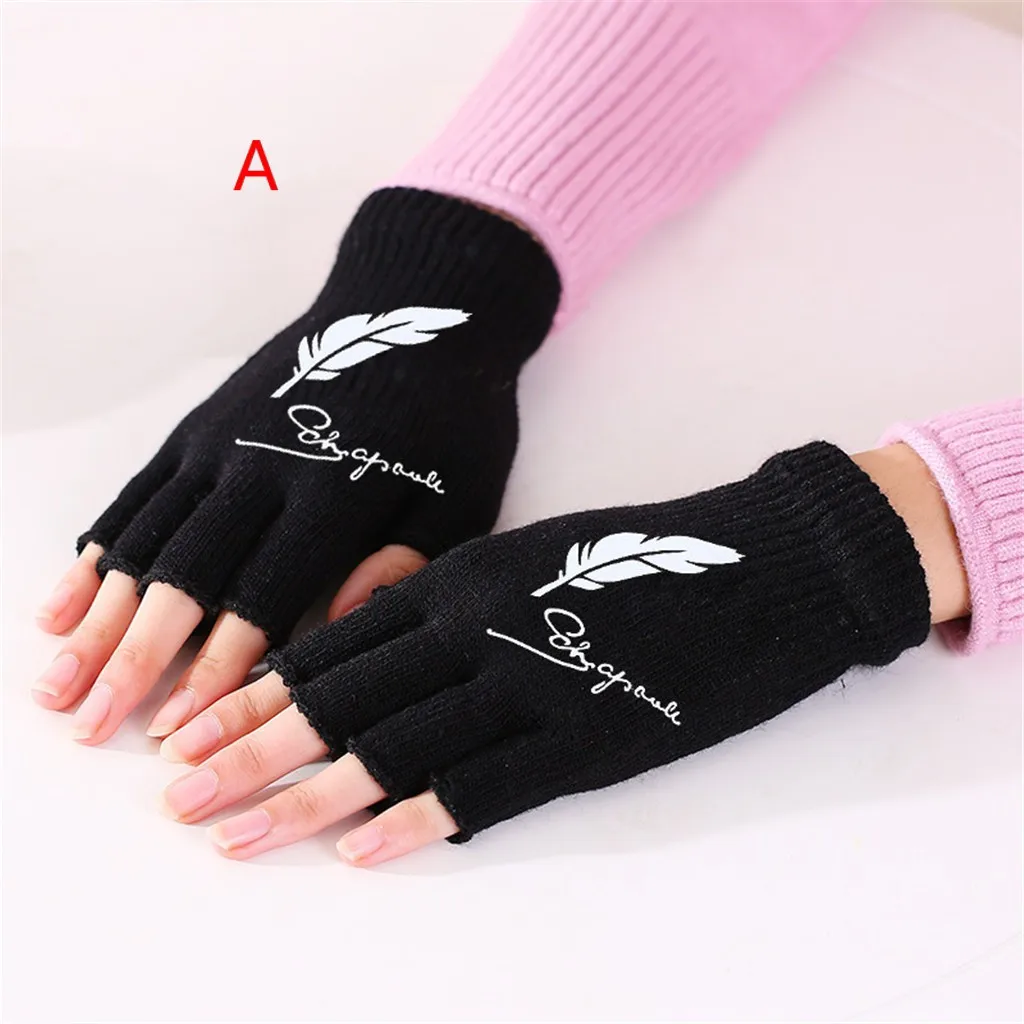 

Women's Fashion Half Finger Gloves Winter Fingerless Keep Warm Mittens Knitted Female Touch Screen Gloves Outdoor Warm Glove