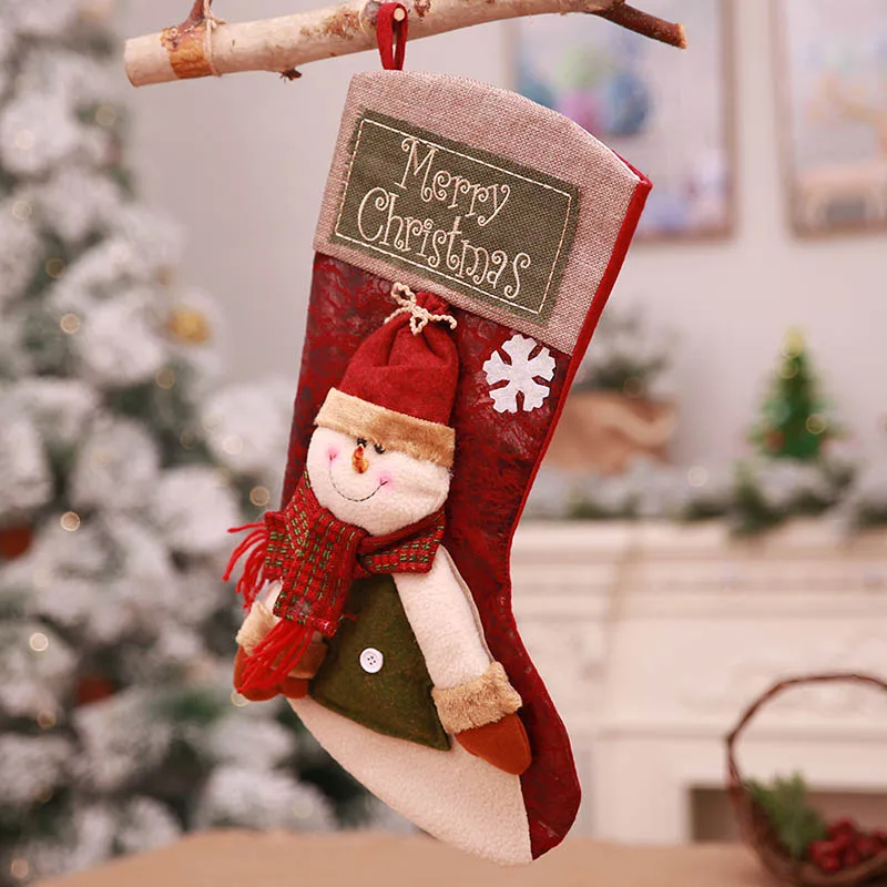 Lovely Large Christmas Stockings Gifts Cloth Santa Elk Socks Xmas Gift BagFor Children Fireplace Tree Decoration | Дом и сад