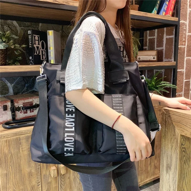 Black Large Capacity Travel Bag Cross Shoulder handbags For Women Lady Gym Sports Bag for Mem Weekender Overnight Tote Bag