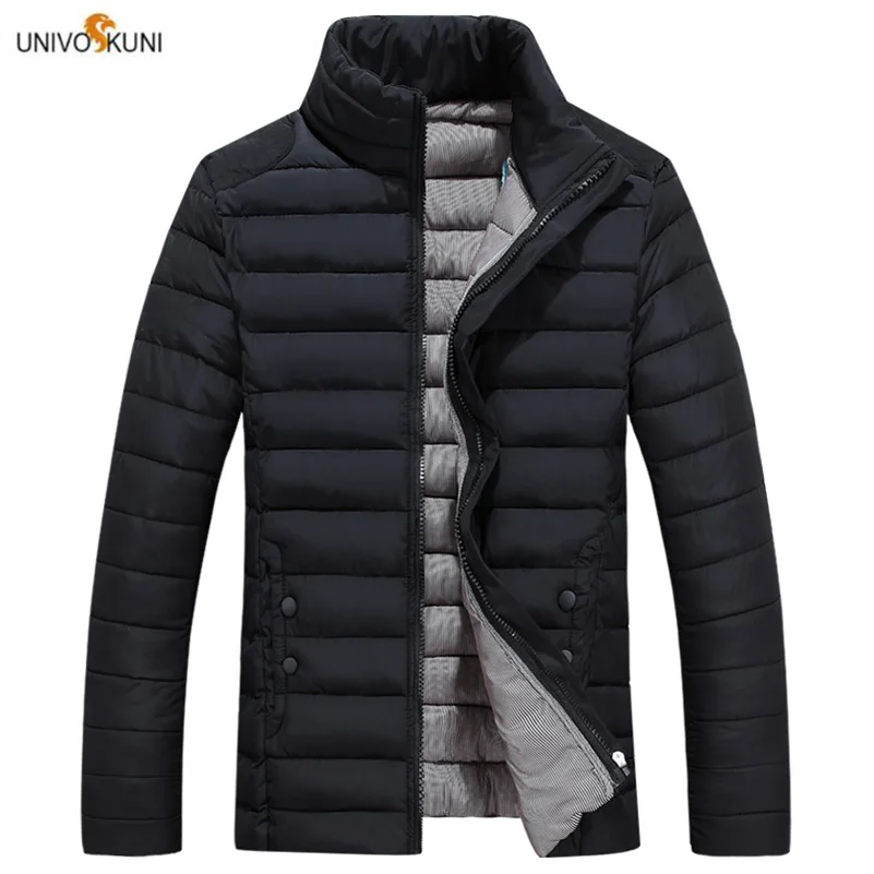 

UNIVOS KUNI 2019 мужская хлопковая куртка, теплая брендовая зимняя облегающая однотонная мужская деловая модная куртка большого размера 5XL J557