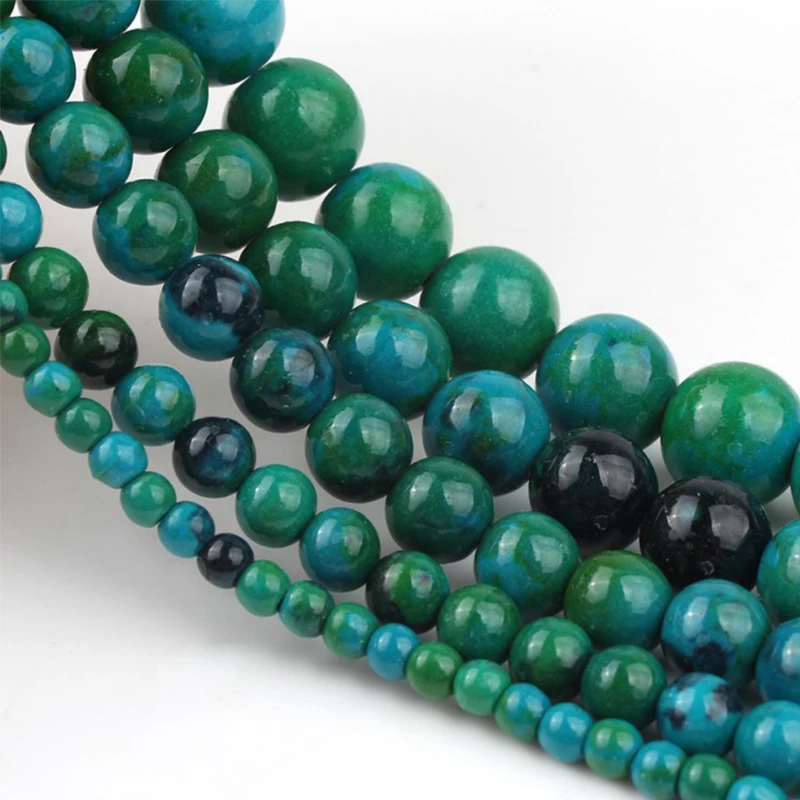 Круглые бусины из зеленого хрусоколла свободные бусины-разделители для