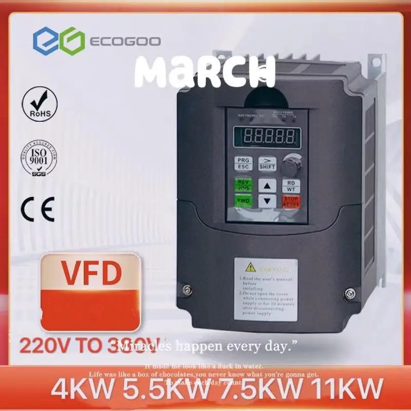 

VFD11kw V/F инвертор 220 В однофазные Вход безуходный 3-х фазный 380V Выход преобразователь частоты