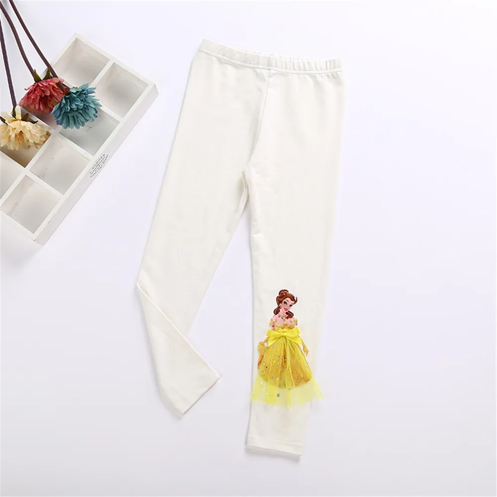 

Children Cute Cartoon Leggings Spring Autumn Kids Length Pants 3D Snow White Elsa Pattern Trousers Baby Girls Leggings Clothing