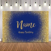 gold glitter birthday customize blue adult party decoration banner personalize background picture newborn baby photo background