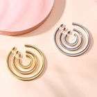 Серьги-гвоздики из нержавеющей стали женские, классические открытые круглые простые ювелирные украшения с большим увеличением