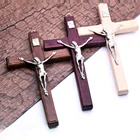 Однотонные деревянные кресты из цинкового сплава, металлические украшения для церкви, настенные деревянные кресты, ожерелье с подвеской, 1 шт.