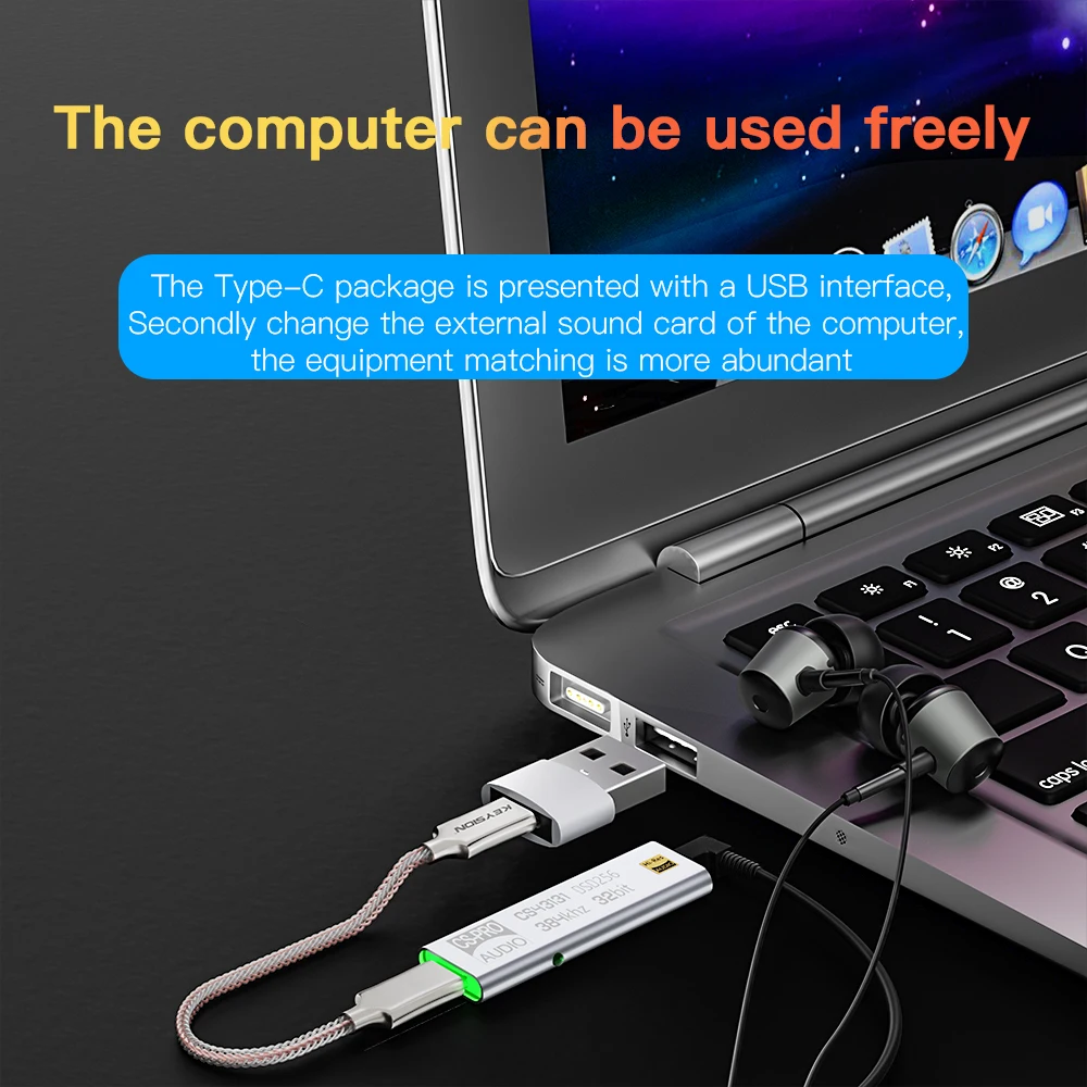 Hi-Fi декодер KEYSION DSD256 с двумя аудио чипами USB TYPE-C на 3 5 мм усилитель для наушников