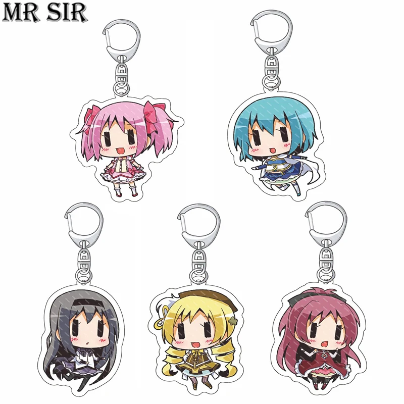 

Puella Magi Madoka Magica Magic Anime Keychain Cute Pendant Kyubey Qbay Cat Cartoon Key Rings Cosplay Fashion Acrylic Key Chains