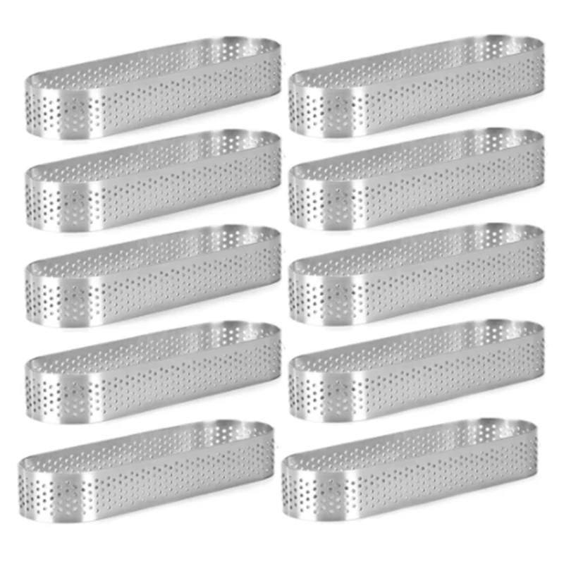 

10Pcs Stainless Steel Tart Ring, Heat-Resistant Perforated Cake Mousse Ring Round Double Rolled Tart Ring Metal Mold