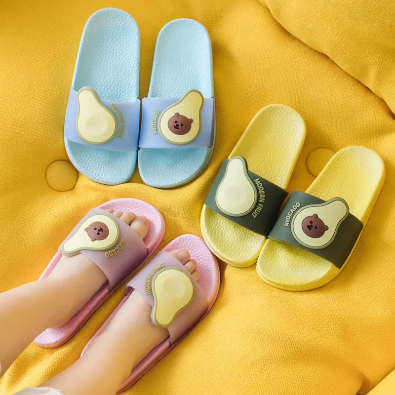 

Summer New 2021 Cute Cartoon Slippers Kids Fashion Avocado Boys and Girls Home Non-slip Children's Sandals and Slippers