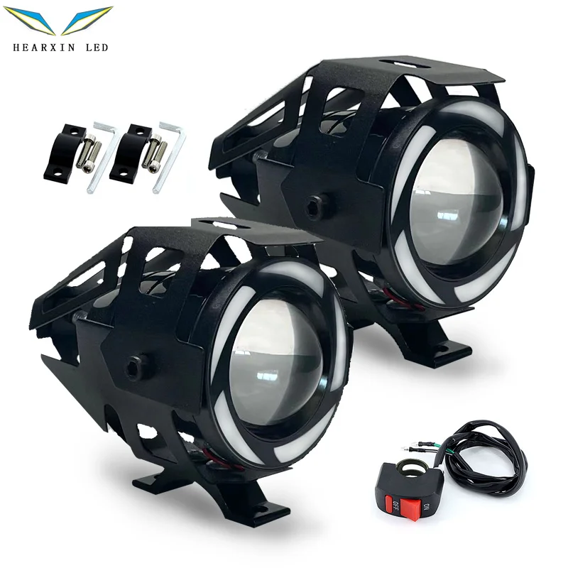 

125W Motorcycle Angel Eyes 5inch U7 LED Headlight DRL Spot Head Lamp Front Lights Bulb Bicycle Motorbike Car Worklight Fog Light