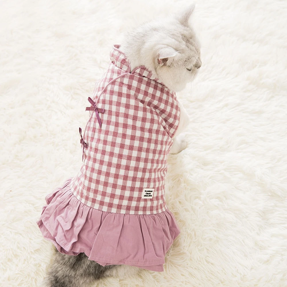 

Retro warm plaid skirt dog clothes pet cat dog coat puppy Christmas Easter clothes Chihuahua bulldog dog pet skirt thickening