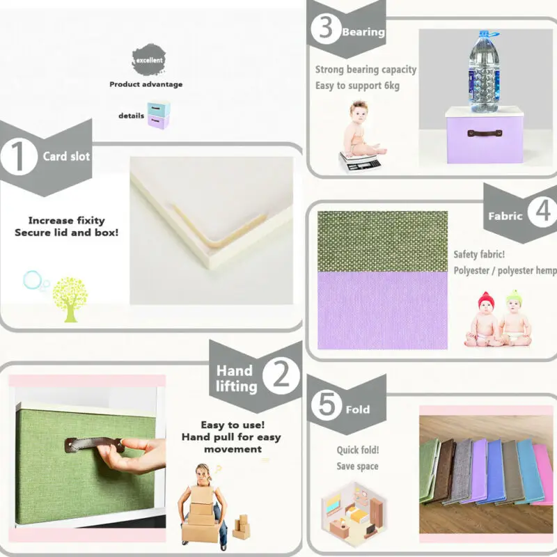 Большая складная коробка для хранения с крышкой контейнер органайзер из