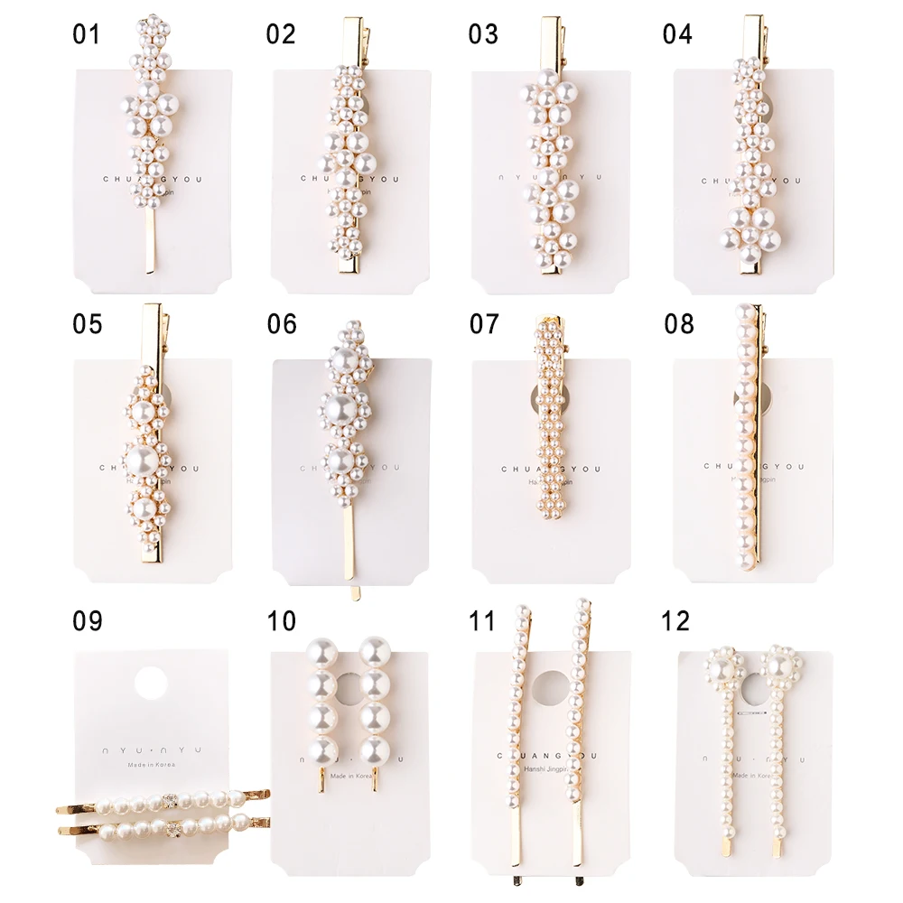 

Korea Imitiation Pearl Flower Hairpins Vintage Long Barrettes Hair Clips Crystal Metal Hair Styling Accessories Hairgrip