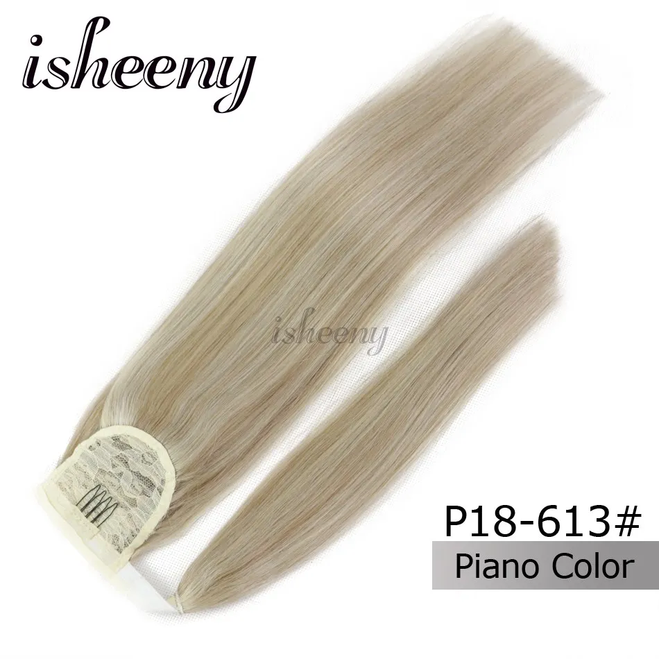P18/613 Isheeny Человеческие волосы Remy конский хвост для наращивания 1" 18" 2" человеческие волосы для наращивания на заколках - Цвет: P18/613