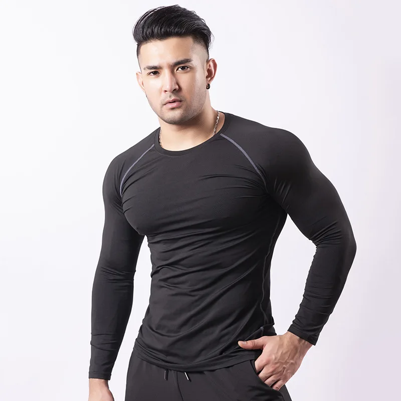 Fitness Suit Men's Long-sleeved Tight-fitting Quick-drying T-shirt Sweating Basketball Running Sports Shirt Muscle Brothers