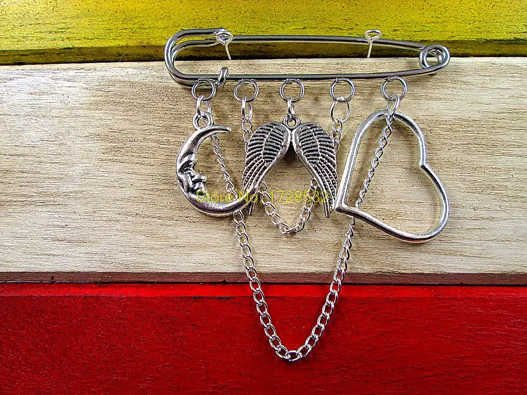 Горячая Распродажа брошь в виде Луны крылья сердце Килт pin Броши (50 мм)|Броши| |