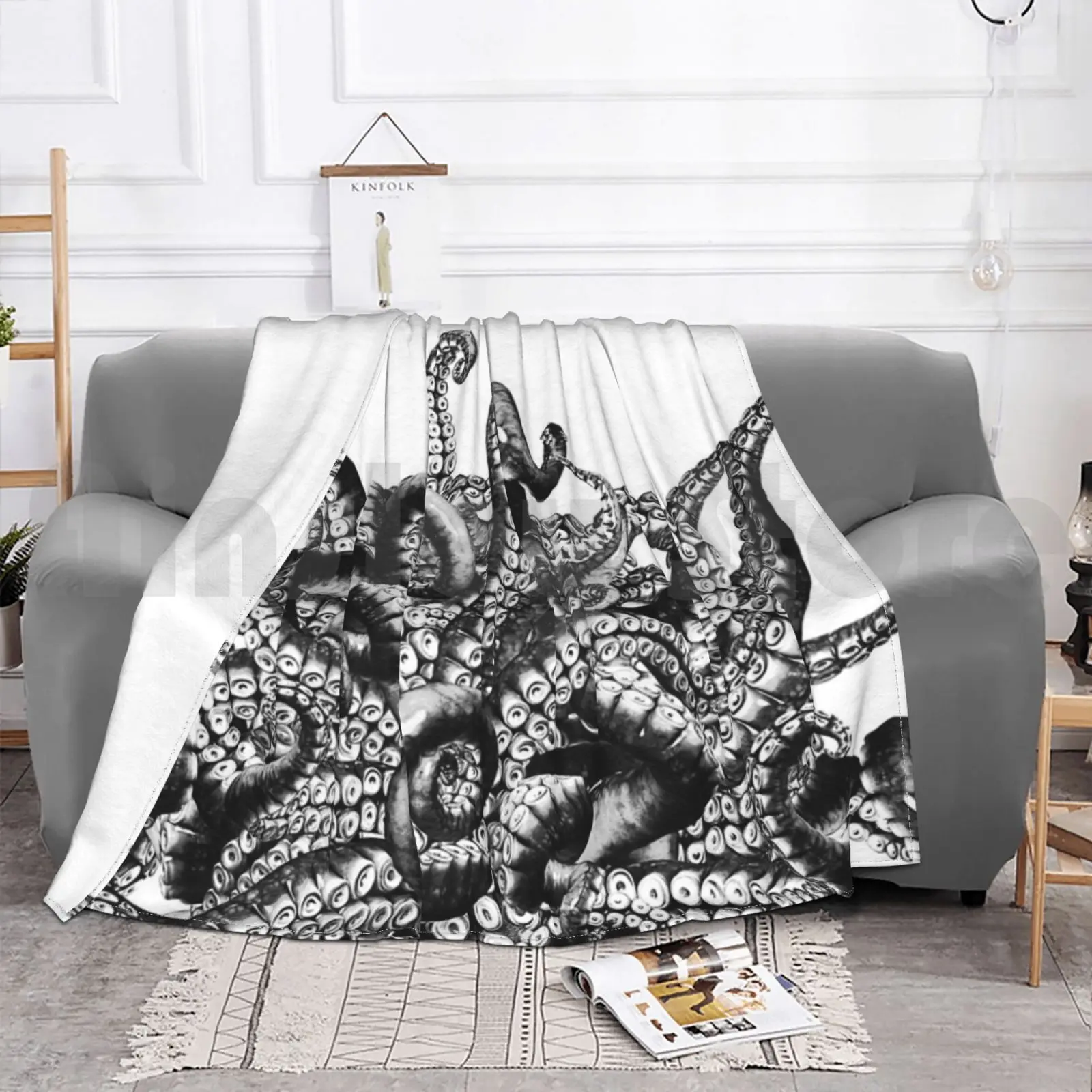 Присоски в чернилах ~ асимметричное одеяло для дивана кровати путешествий