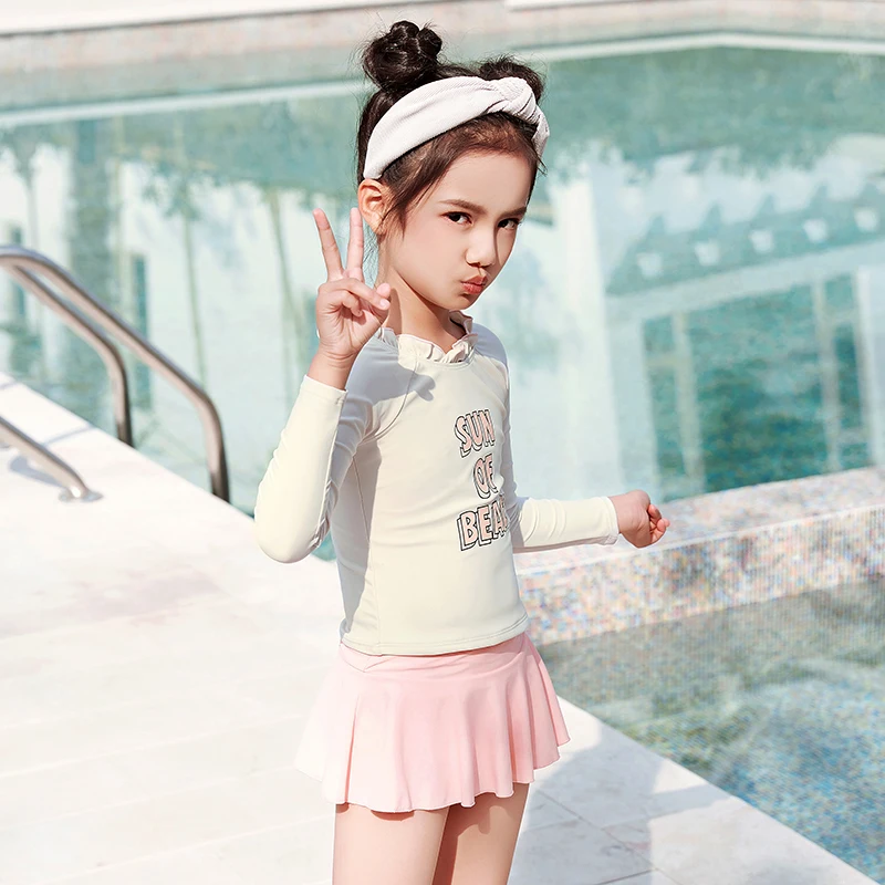 Костюм для плавания из двух предметов девочек новая летняя пляжная одежда детей