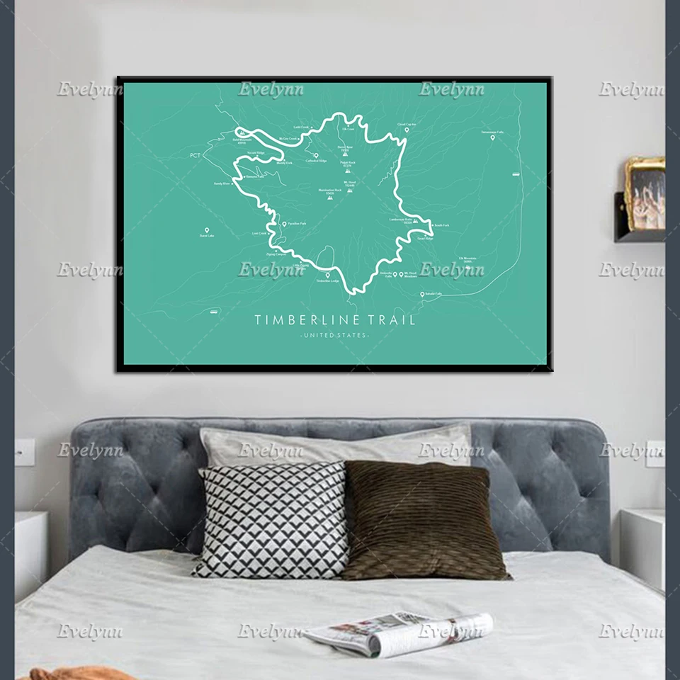 Задняя Дорожная карта timседана | Постер с креплением на капюшоне Походный постер