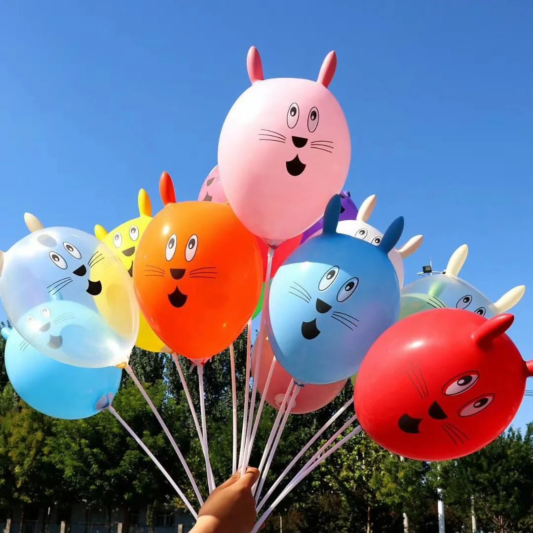 

10PCS 12 Inch Printed Latex Balloon Rabbit Shaped Children's Toy Ball Cartoon Animal Balloons Birthday Decoration