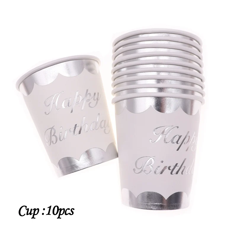10pcs Золотая фольга, 20 шт./лот, бумажные одноразовые столовые приборы, салфетки, тарелки, чашки с днем рождения, свадьбы, вечеринки, дня рождения, украшения для детей - Цвет: 10pcs