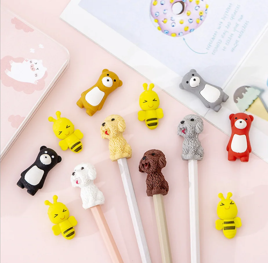 2 шт. милый собачий медведь животные резиновый ластик для карандаша канцелярские