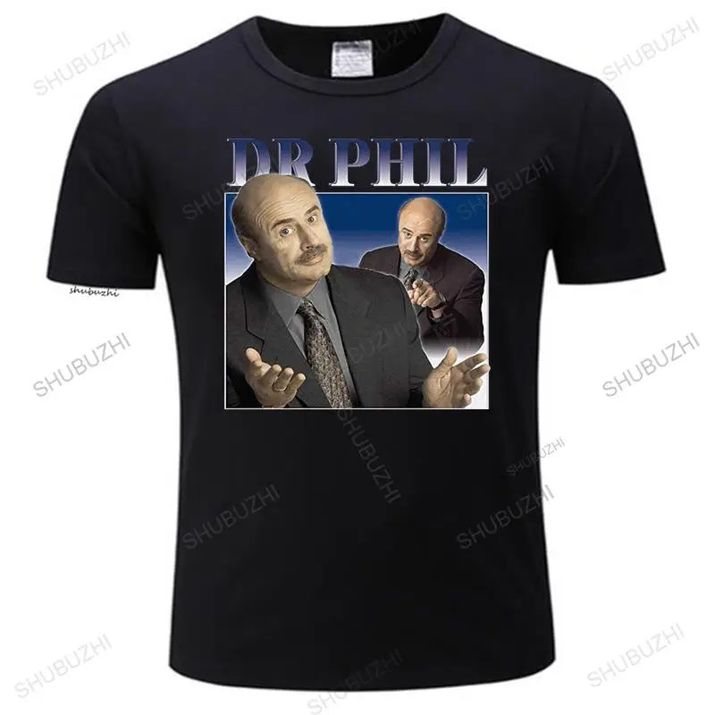 

Mens luxury cotton T shirt men O-neck tees hot sale Dr Phil Tee - Black Women cool tshirt Loose tops for him plus size teeshirt