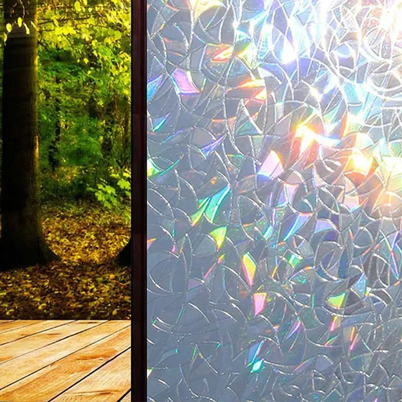 

3D Static Decorative Privacy Window Glass Film Sticker Stained Anti UV Self-adhesive Rainbow Stickers Home Decor Office Privacy