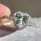 14K Au585 белого золота Для женщин кольцо Муассанит Бриллианты, на возраст 1, 2, 3, 4, 5 карат сердце Свадебная вечеринка Обручение Юбилей кольцо Мода