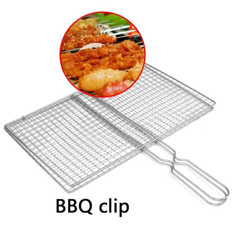 

Non-stick Triple Fish Grilling Basket Metal Handle Bbq Bbq Fish Rack Fish Grill Grilling Barbecue Outdoor Tool Accessories