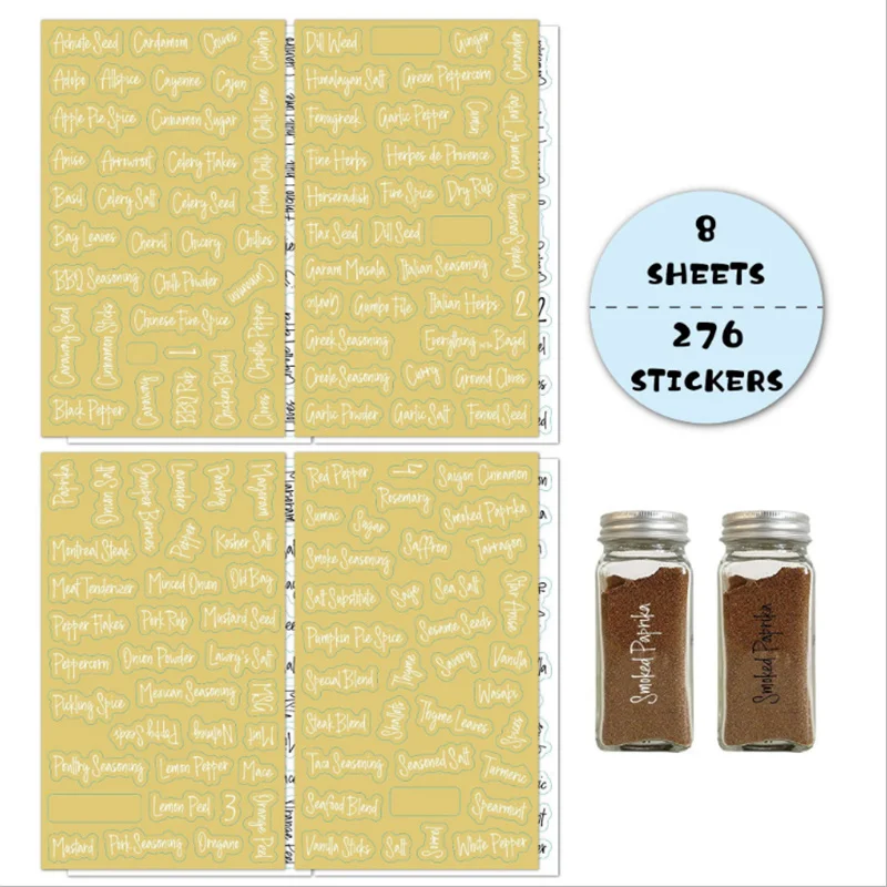 

132pc/276pc Labels Waterproof Pantry Stickers Labels Supplies for Pantry Food Kitchen Spice Stickers Jar Home Kitchen Organizer