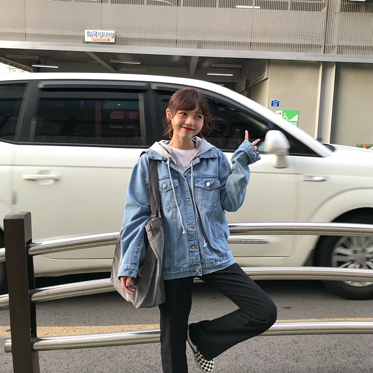 Джинсы корейского стиля куртка Для женщин свободные джинсовые куртки Femme 2021