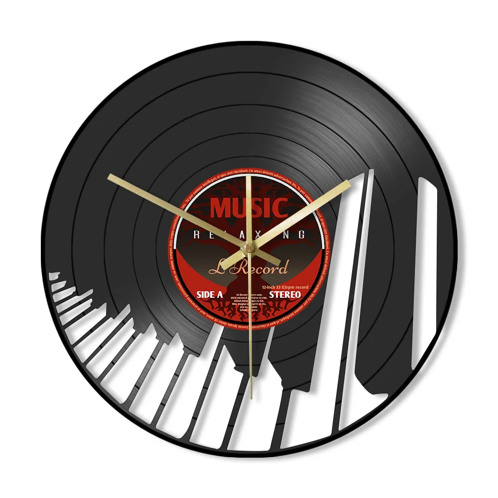 Виниловые настенные часы с музыкальной клавиатурой виниловые украшения для дома