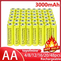 4 48pcs new brand aa rechargeable battery 3000mah 1 2v new ni mh rechargeable battery for led light toy mp3 yellow