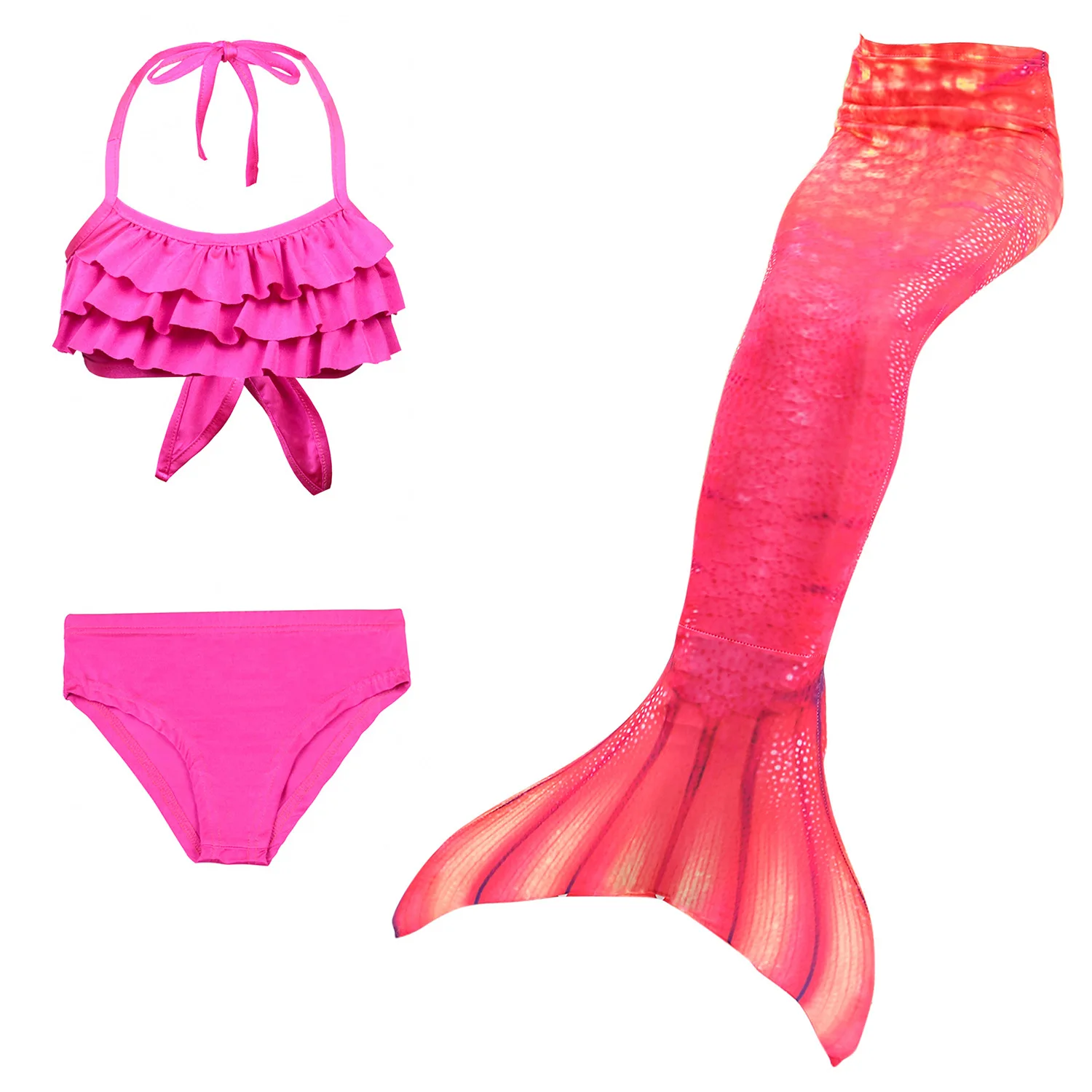 3PCS SET NO MONOFIN Детский купальный костюм; купальный костюм с хвостом русалки; карнавальные костюмы; купальный костюм для девочек; купальный костюм - Цвет: 3PCS SET NO MONOFIN